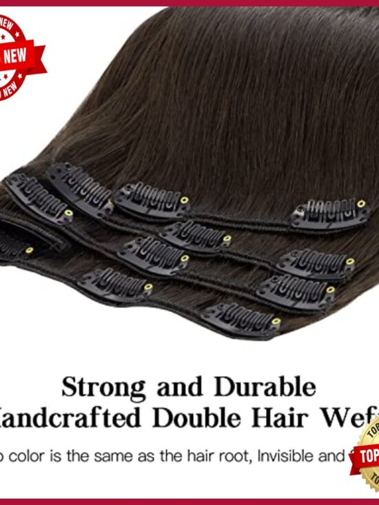 16 Inch Real Human Hair Clip-In Extensions, 7 Pieces Straight Remy Hair main image 4